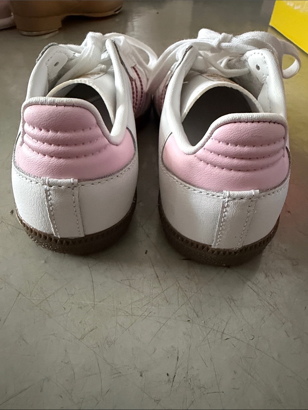 adidas Sambas  Kids White & shiny Pink Classic Lace-Up Sneakers - Picture 3 of 5